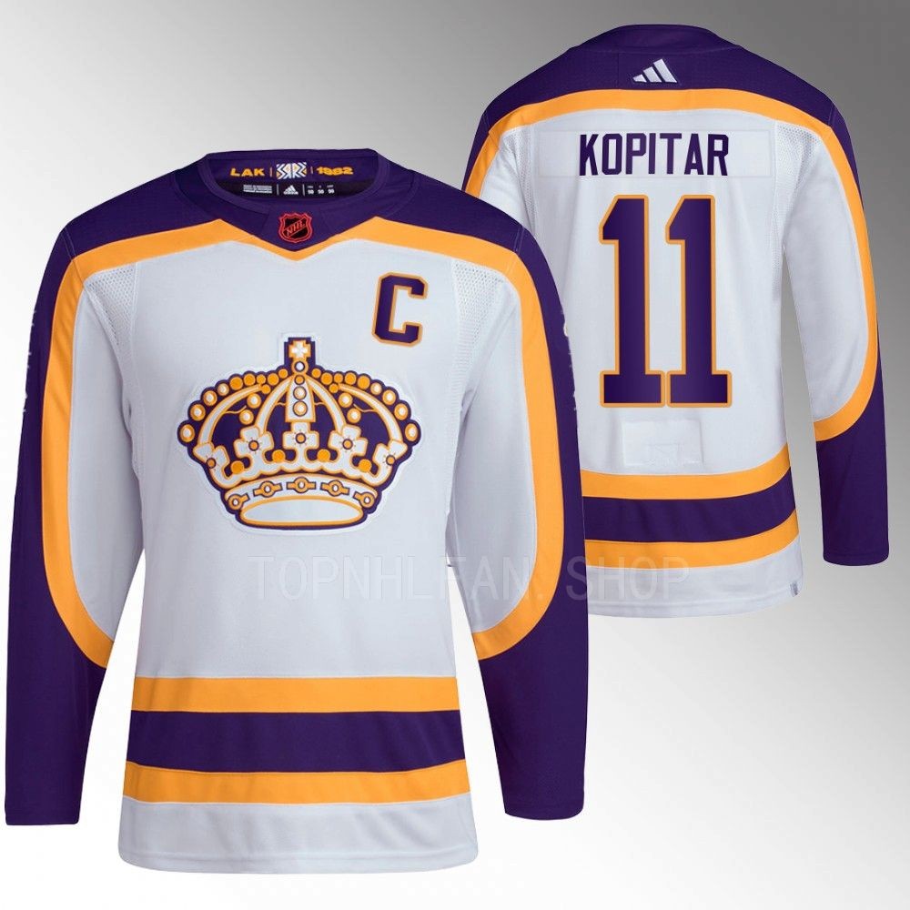 Anze Kopitar 2022 Los Angeles Kings White Reverse Retro 2.0 Authentic Primegreen Jersey