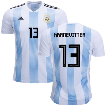 Argentina #13 Kranevitter Home Kid Soccer Country Jersey