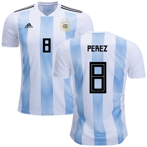 Argentina #8 Perez Home Soccer Country Jersey