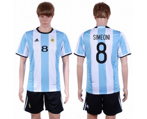 Argentina #8 Simeoni Home Soccer Country Jersey