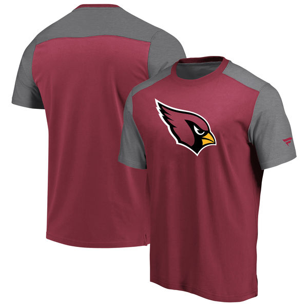 Arizona Cardinals NFL Pro Line By Fanatics Branded Iconic Color Block T-Shirt CardinalHeathered Gray
