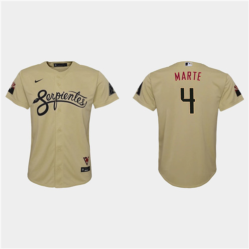 Arizona Diamondbacks #4 Ketel Marte Youth Nike 2021 City Connect MLB Jersey Gold
