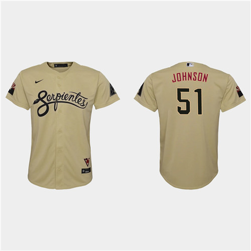 Arizona Diamondbacks #51 Randy Johnson Youth Nike 2021 City Connect MLB Jersey Gold