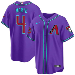 Arizona Diamondbacks 2024 Cool Base   baseball Jersey V2 – All Stitched Purple #4 Ketel Marte