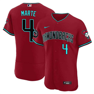 Arizona Diamondbacks 2024 Flex Base baseball  Jersey – All Stitched  Red Alternate #4 Ketel Marte