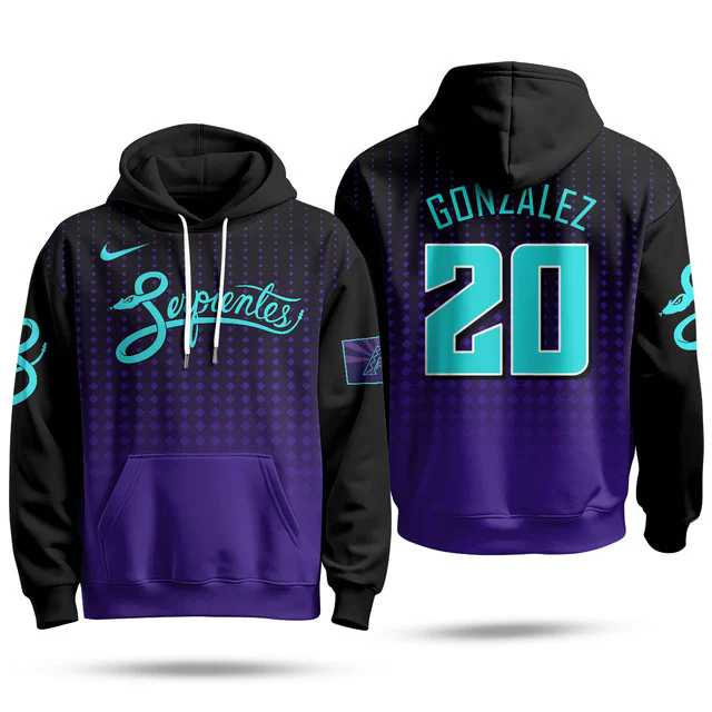 Arizona Diamondbacks Purple for Second “Serpientes” City Connect Hoodie #20 LUIS GONZALEZ.webp