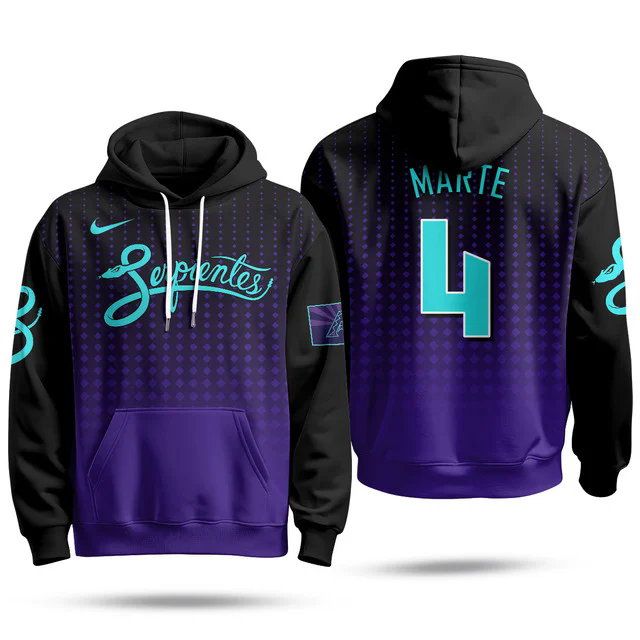 Arizona Diamondbacks Purple for Second “Serpientes” City Connect Hoodie #4 KETEL MARTE.webp