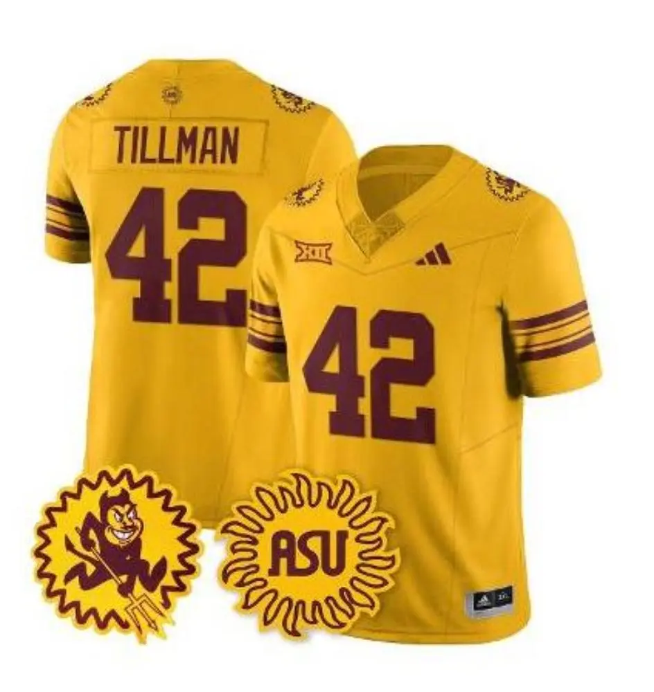 Arizona State Sun Devils #42 Pat Tillman Gold 1975 Throwback Football Jersey 