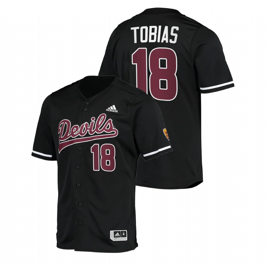 Arizona State Sun Devils Jacob Tobias Men Black College Baseball Replica Jersey