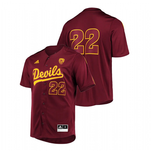 Arizona State Sun Devils Men Maroon College Baseball Button-Up Jersey