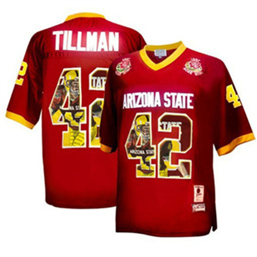 Arizona State Sun Devils Pat Tillman Maroon Printing Player Portrait Football Jerseys