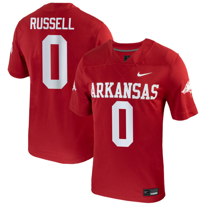 Arkansas Razorbacks #0 Braylen Russell Nike Cardinal Football Game Jersey 