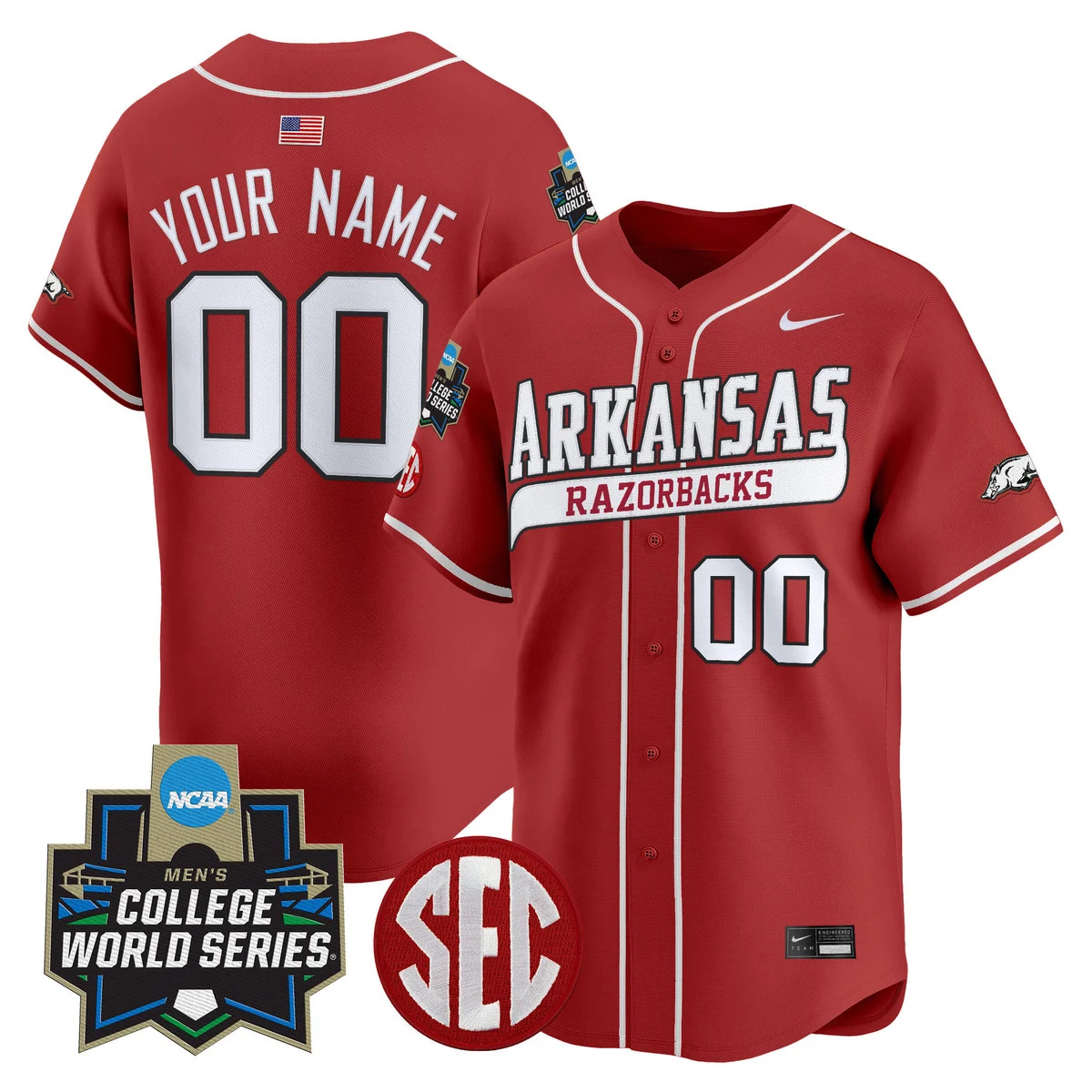 Arkansas Razorbacks 2025 World Series Vapor Premier Limited Custom Jersey - All Stitched Men Cardinal