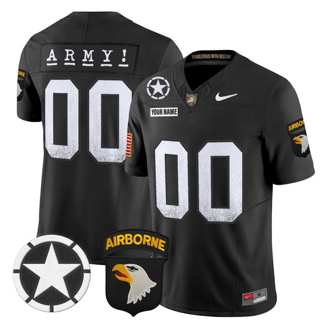 Army Black Knights 2025 Screaming Eagles Vapor Limited Custom Jersey black
