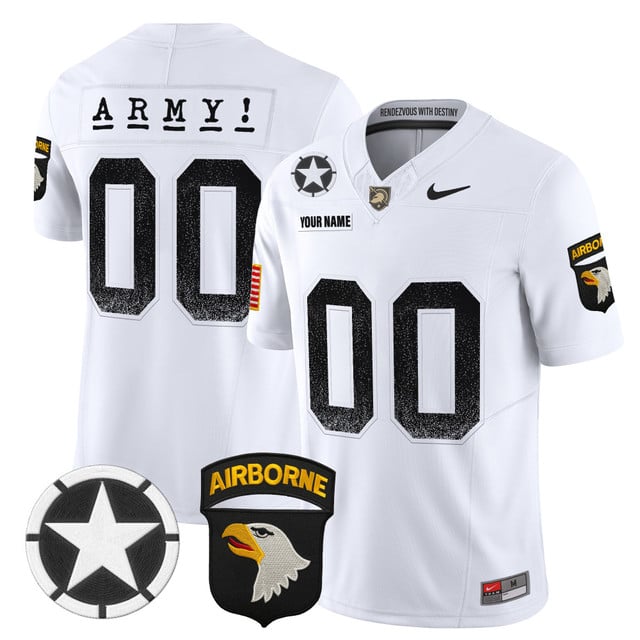 Army Black Knights 2025 Screaming Eagles Vapor Limited Custom Jersey white