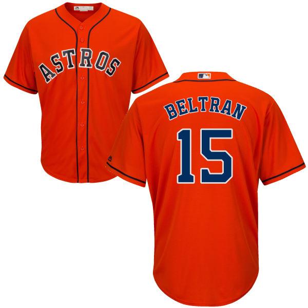 Astros #15 Carlos Beltran Orange Alternate Women's Stitched MLB Jersey