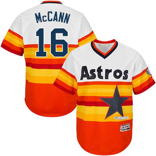Astros #16 Brian McCann White Orange Cooperstown Stitched Youth MLB Jersey