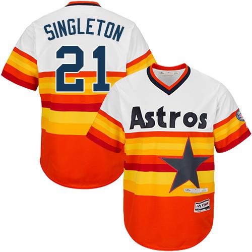 Astros #21 Jon Singleton White Orange Cooperstown Stitched Youth MLB Jersey