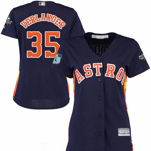 Astros #35 Justin Verlander Navy Blue Alternate 2019 World Series Bound Women's Stitched Baseball Jersey
