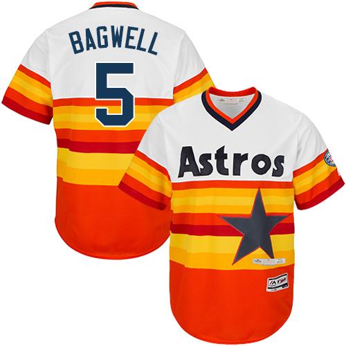 Astros #5 Jeff Bagwell White Orange Cooperstown Stitched Youth MLB Jersey