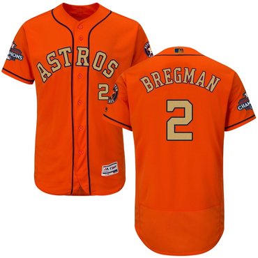 Astros 2 Alex Bregman Orange 2018 Gold Program Flexbase Jersey