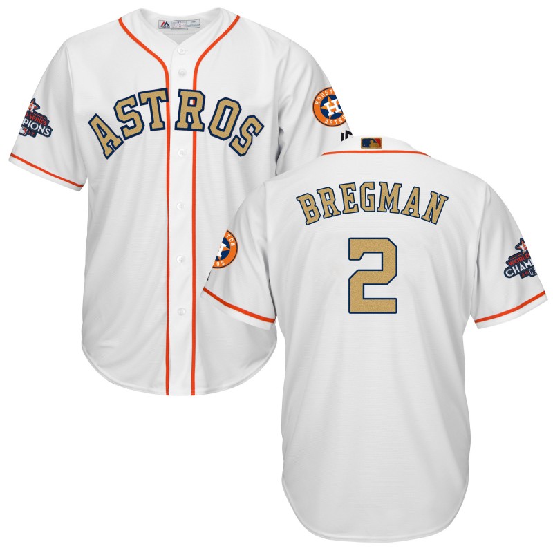 Astros 2 Alex Bregman White 2018 Gold Program Cool Base Jersey