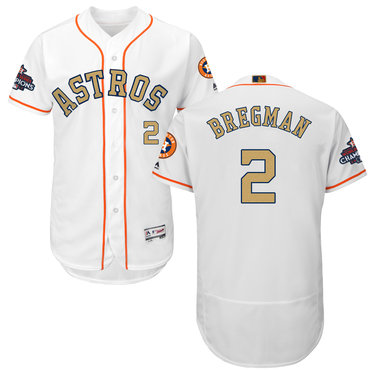 Astros 2 Alex Bregman White 2018 Gold Program Flexbase Jersey