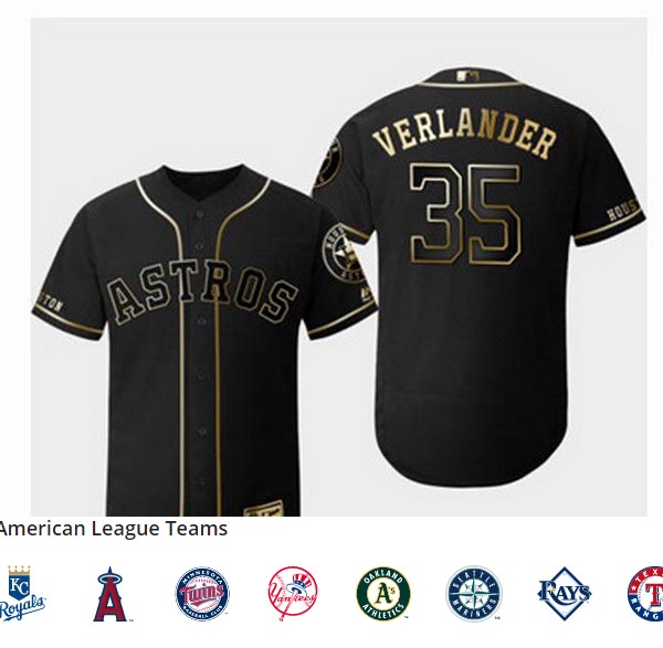 Astros 35 Justin Verlander Black Gold Flexbase Jersey