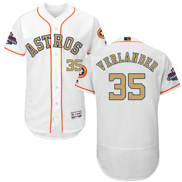 Astros 35 Justin Verlander White 2018 Gold Program Flexbase Jersey
