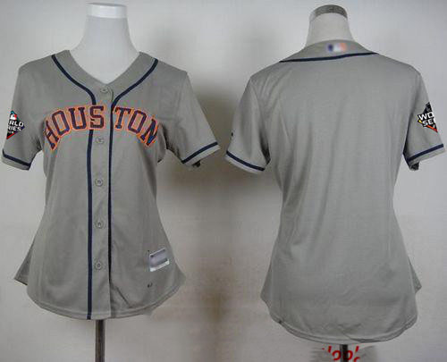 Astros Blank Grey Road 2019 World Series Bound Women's Stitched Baseball Jersey