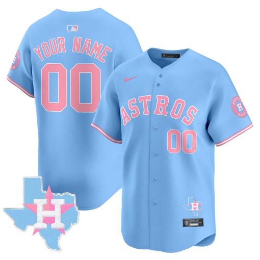 Astros Bubblegum Pink Vapor Premier Limited Custom Jersey BLUE