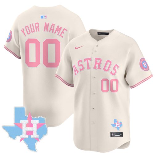 Astros Bubblegum Pink Vapor Premier Limited Custom Jersey CREAM