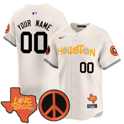 Astros Love Street & Peace Sign Patch Vapor Premier Limited Custom Jersey V2 CREAM