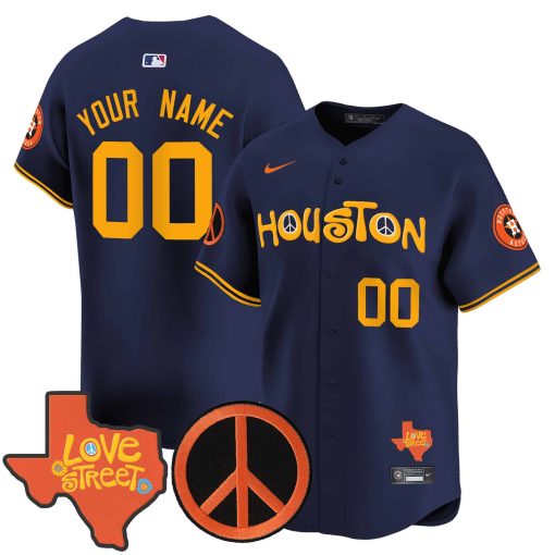 Astros Love Street & Peace Sign Patch Vapor Premier Limited Custom Jersey V2 NAVY