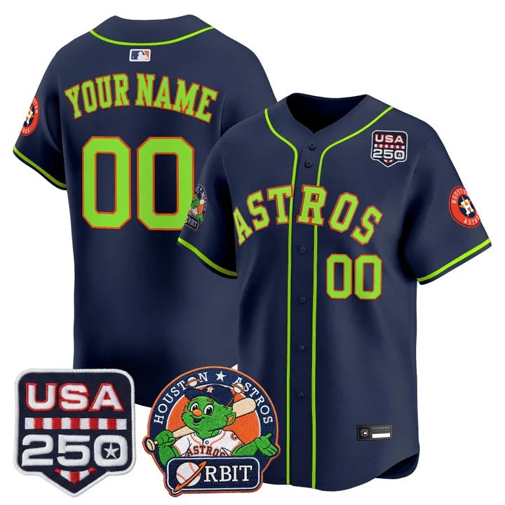 Astros Orbit & 250 America Patch Vapor Premier Limited Custom Jersey NAVY