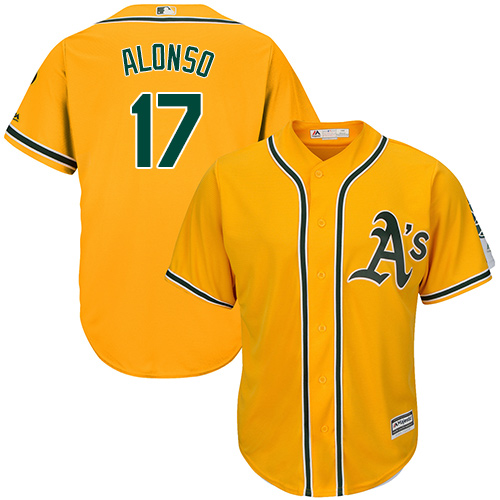 Athletics #17 Yonder Alonso Gold Cool Base Stitched Youth MLB Jersey