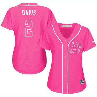 Athletics #2 Khris Davis Pink Fashion Women's Stitched Baseball Jersey