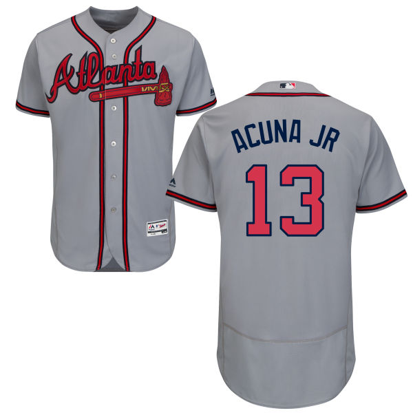 Atlanta Braves #13 Ronald Acuna Jr Gray Flexbase Jersey