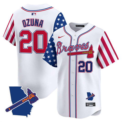 Atlanta Braves 2024 Independence Day Vapor Premier Limited Baseball Jersey V2 – All StitchedWhite Marcell Ozuna  #20