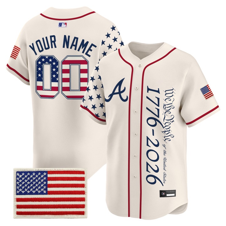Atlanta Braves America 250 Edition Vapor Premier Limited Custom Jersey V2 CREAM