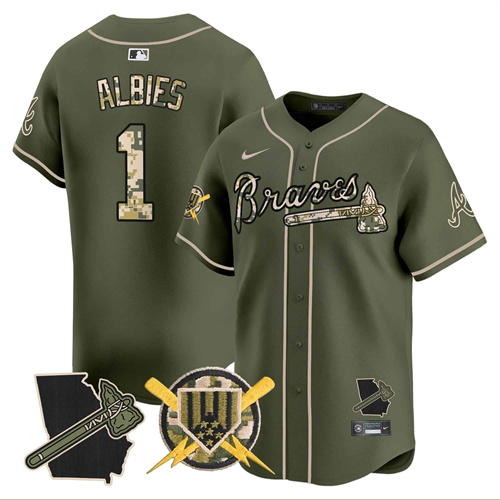 Atlanta Braves Armed Forces Day Vapor Premier Limited baseball    Jersey – All Stitched Green #1 Ozzie Albies