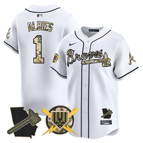 Atlanta Braves Armed Forces Day Vapor Premier Limited baseball    Jersey – All Stitched White #1 Ozzie Albies