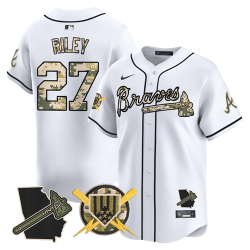Atlanta Braves Armed Forces Day Vapor Premier Limited baseball    Jersey – All Stitched White Austin Riley #27