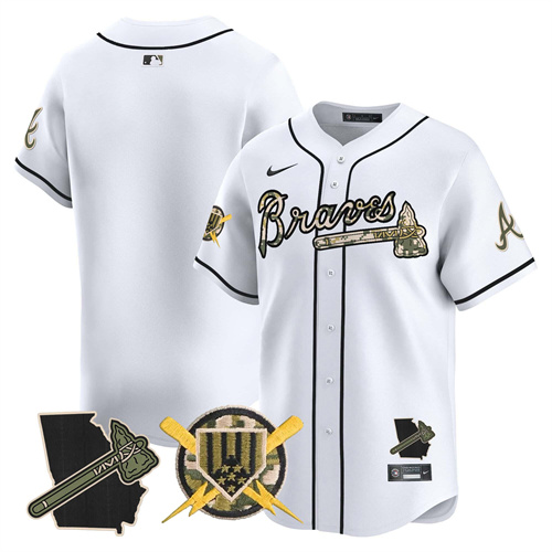 Atlanta Braves Armed Forces Day Vapor Premier Limited baseball    Jersey – All Stitched White Blank