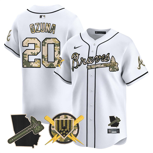 Atlanta Braves Armed Forces Day Vapor Premier Limited baseball    Jersey – All Stitched White Marcell Ozuna  #20