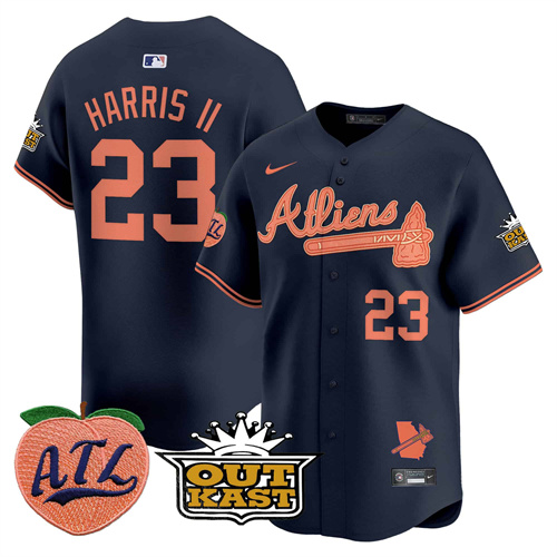 Atlanta Braves Atliens & Peach Vapor Premier Limited  baseball  Jersey – All Stitched Atliens Michael Harris II #23