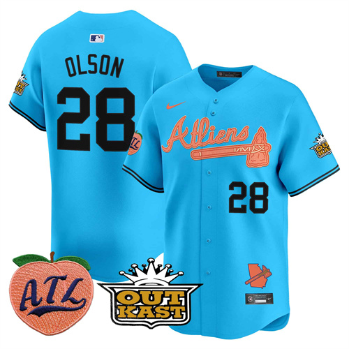 Atlanta Braves Atliens & Peach Vapor Premier Limited  baseball  Jersey – All Stitched Light Blue Matt Olson #28