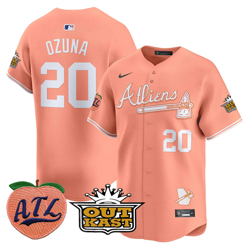 Atlanta Braves Atliens & Peach Vapor Premier Limited  baseball  Jersey – All Stitched Peach Marcell Ozuna  #20