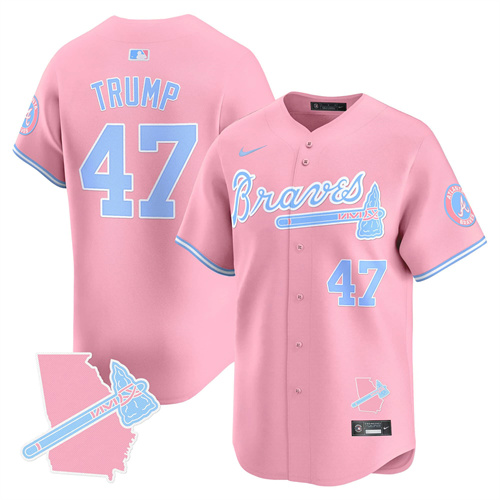 Atlanta Braves Bubblegum Pink Vapor Premier Limited baseball  Jersey – All Stitched Pink Donald Trump #47