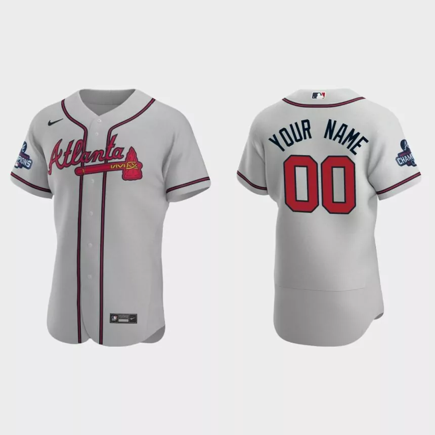 Atlanta Braves Custom 2021 World Series Champions Gray Authentic Jersey